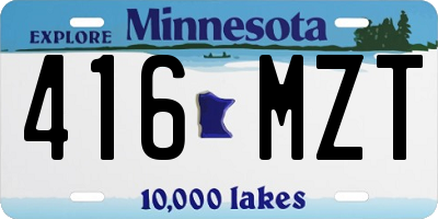 MN license plate 416MZT