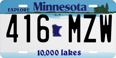 MN license plate 416MZW