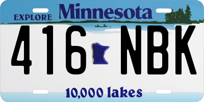 MN license plate 416NBK