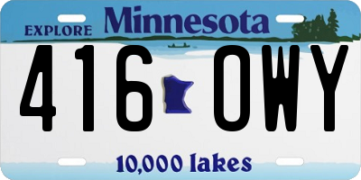 MN license plate 416OWY