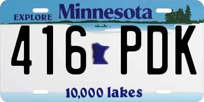 MN license plate 416PDK
