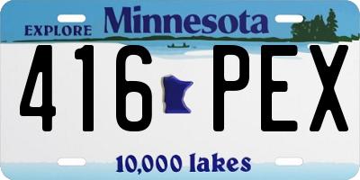 MN license plate 416PEX