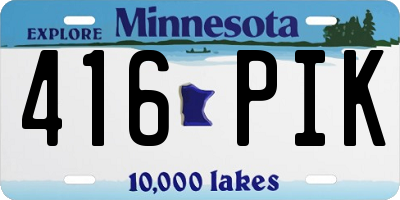 MN license plate 416PIK