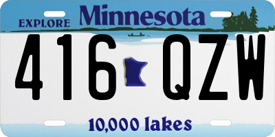 MN license plate 416QZW