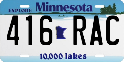 MN license plate 416RAC