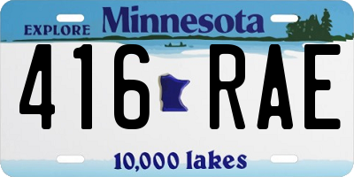 MN license plate 416RAE