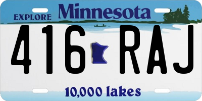 MN license plate 416RAJ