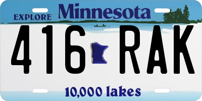 MN license plate 416RAK