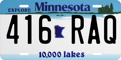 MN license plate 416RAQ
