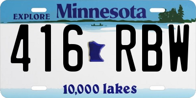 MN license plate 416RBW