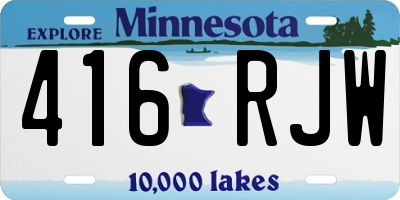 MN license plate 416RJW