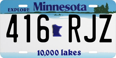 MN license plate 416RJZ