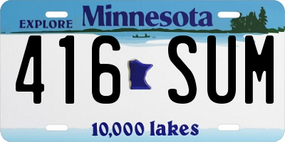 MN license plate 416SUM