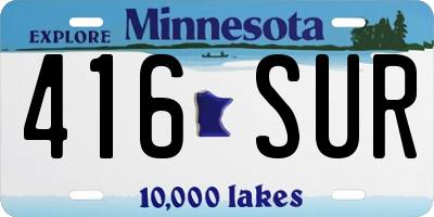 MN license plate 416SUR
