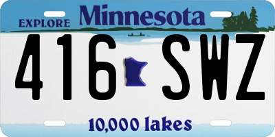 MN license plate 416SWZ