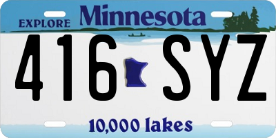 MN license plate 416SYZ