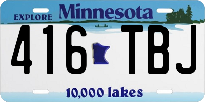 MN license plate 416TBJ