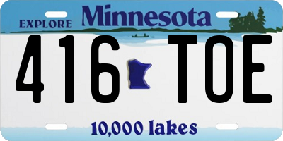 MN license plate 416TOE