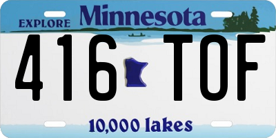 MN license plate 416TOF
