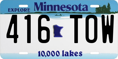 MN license plate 416TOW