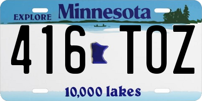 MN license plate 416TOZ