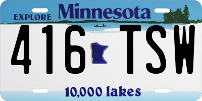MN license plate 416TSW
