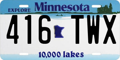 MN license plate 416TWX