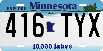 MN license plate 416TYX