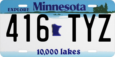 MN license plate 416TYZ
