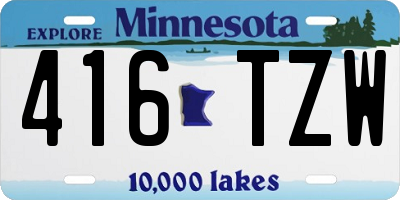 MN license plate 416TZW