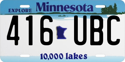 MN license plate 416UBC