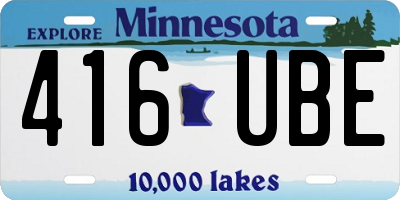 MN license plate 416UBE