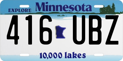 MN license plate 416UBZ