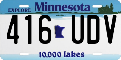 MN license plate 416UDV