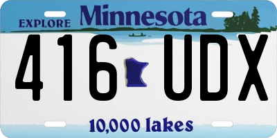 MN license plate 416UDX