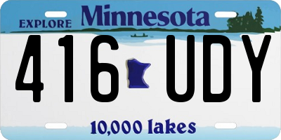 MN license plate 416UDY