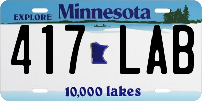 MN license plate 417LAB