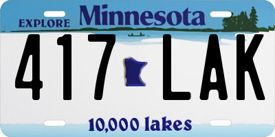 MN license plate 417LAK