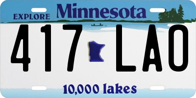 MN license plate 417LAO