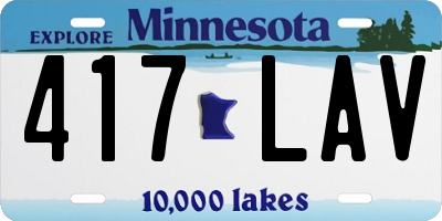 MN license plate 417LAV