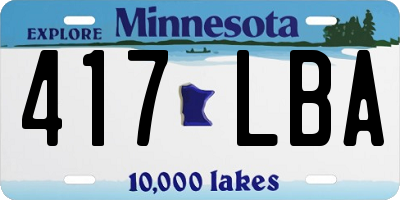 MN license plate 417LBA