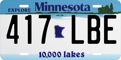 MN license plate 417LBE