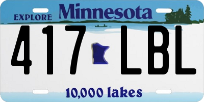 MN license plate 417LBL