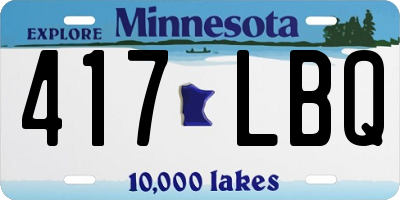MN license plate 417LBQ