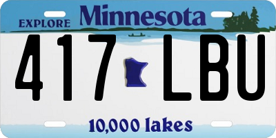 MN license plate 417LBU