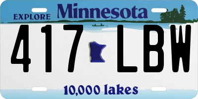 MN license plate 417LBW