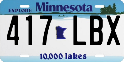 MN license plate 417LBX