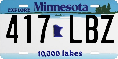 MN license plate 417LBZ