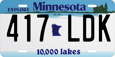 MN license plate 417LDK