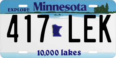 MN license plate 417LEK